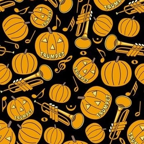 Halloween Pumpkin Trumpet Music Notes Black