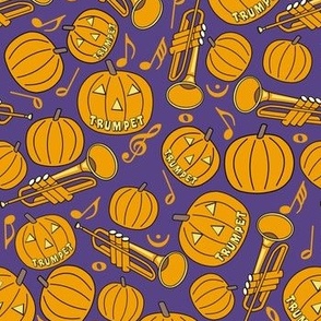 Halloween Pumpkin Trumpet Music Notes Purple
