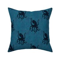 Dark Octopus on Deep Ocean Blue by Brittanylane