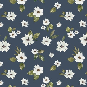 White Flowers Vintage Spring Periwinkle Blue 12 inch