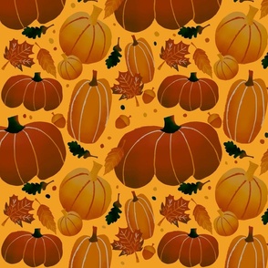 Fall Pumpkins in Orange Background