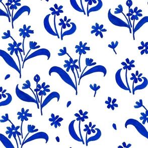Blue Wildflower Daisy Pattern - design 1 (large pattern)