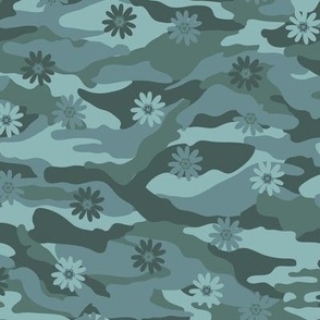 Teal Green Camouflage_Hidden Daisy