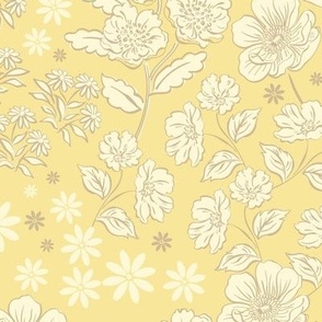 Vintage ditsy flowers  _yellow Large