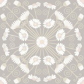 Art nouveau daisies neutral colours 