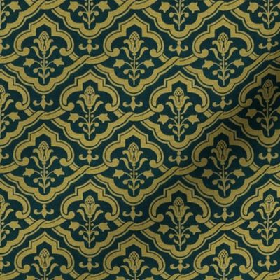 Renaissance wallpaper, gold on velvet