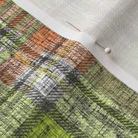 Bright Green + Dark Orange Heathery Stewart Plaid by Su_G_©SuSchaefer2022