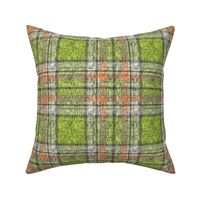 Bright Green + Dark Orange Heathery Stewart Plaid by Su_G_©SuSchaefer2022