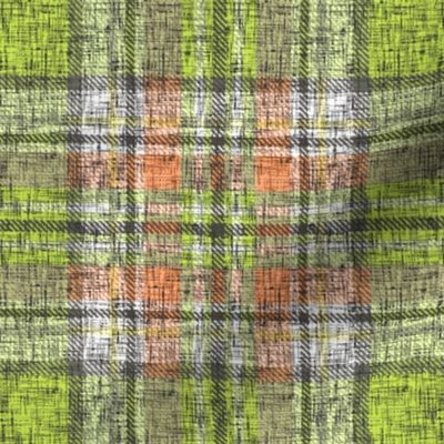 Bright Green + Dark Orange Heathery Stewart Plaid by Su_G_©SuSchaefer2022