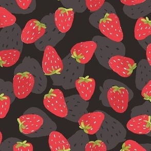 strawberries on black