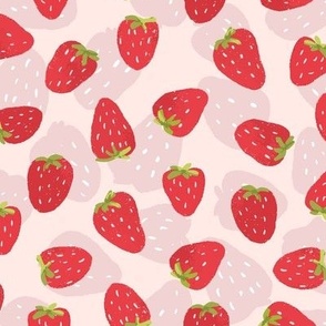 strawberries on pink