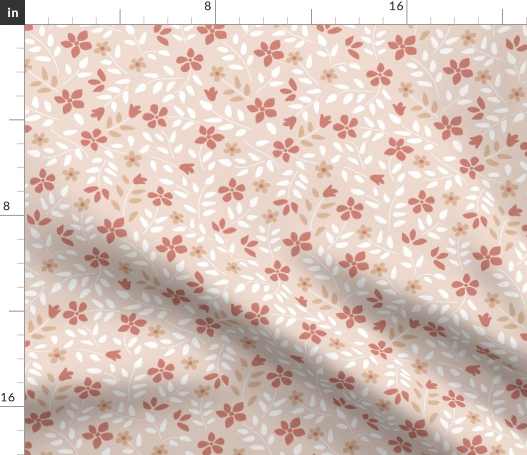 Christmas Holiday Floral Neutral 1 inch