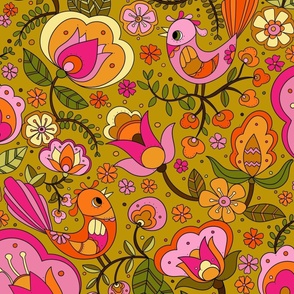 Cheerful Vintage Blossoms - Large