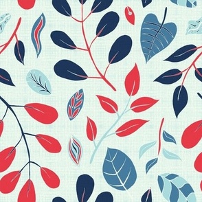 Modern Handmade Blue and Red Floral Garden