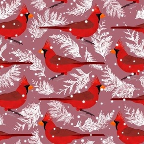 Northern Cardinals in their Natural Habitat Pink