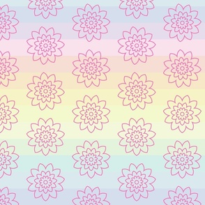 Pascal Pastel Rainbow with Pink Geometric Mandala Flower Design: Serene Soft Furnishing Delight