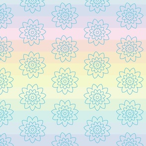 Pascal Pastel Rainbow with Blue Geometric Mandala Flower Design: Serene Soft Furnishing Delight