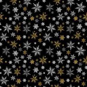 Metallic Christmas Snowflakes on Black-Small