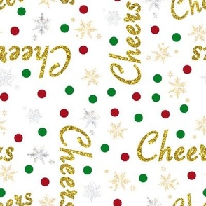 Festive Christmas Gold Cheer, Winter Snowflakes Fabric-Large