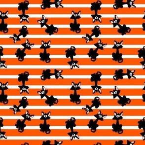 Halloween Black Cats on Orange Stripes-Small