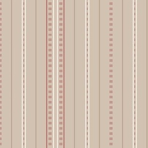 Adler Stripe: Mocha & Dusty Red Thin Stripe, Modern Dotted Stripe