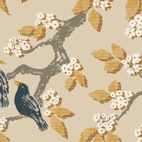 Book Leaf Tree with Birds - Gold - Jumbo