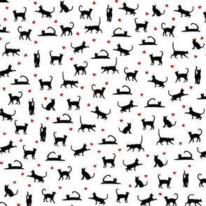 black cats on white with red hearts