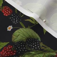 14" Tasty nostalgic  blackberries,  vintage blackberry fabric, harvest pattern, night blue