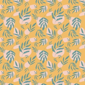 Boho Leaves in Baby Pink and Mustard (small)