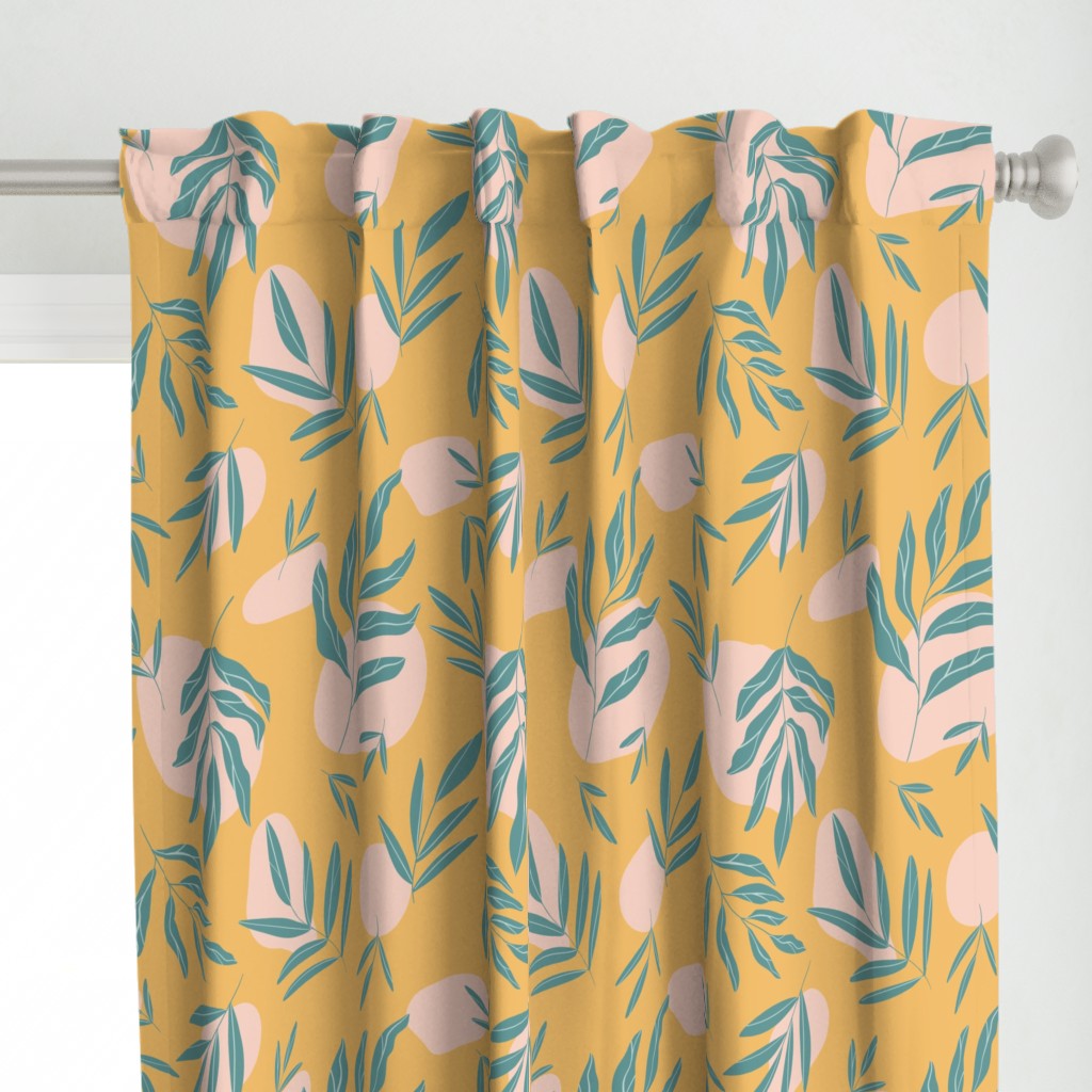 Boho Leaves in Baby Pink and Mustard (medium)