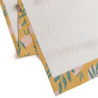 Boho Leaves in Baby Pink and Mustard (medium)