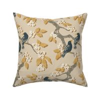 Book Leaf Tree with Birds - Gold - Large