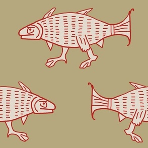medieval walking fish, extra-large, tan