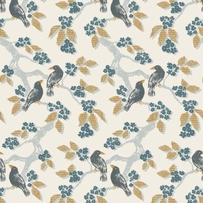 Book Leaf Tree with Birds - Cream - Small