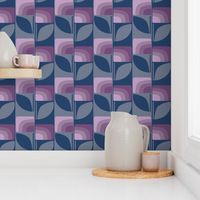 Retro Geometric Florals | Navy and Lilac