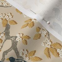 Book Leaf Tree with Birds - Gold - Small