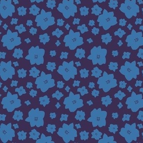Plum and blue tossed floral, perfect for quilting, crafting and home decor
