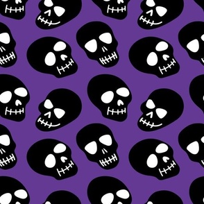 Black Skulls on Purple Scary Halloween Novelty