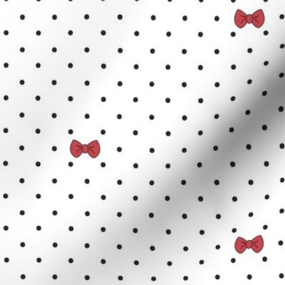 Polka dot white with red bow