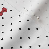 Polka dot white with red bow