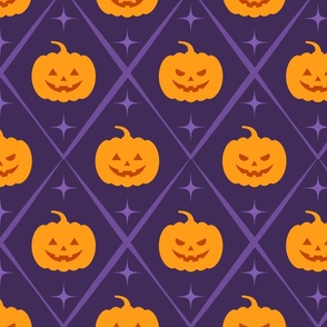 Halloween Jack-O-Lantern Pumpkins Novelty on Purple
