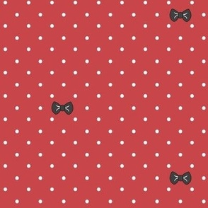 polka dot- red with black bow