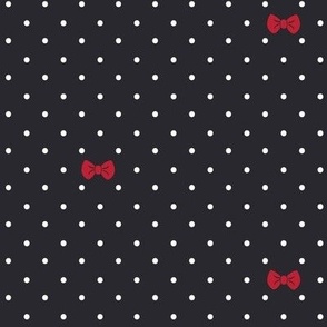 black polka dot with red bow