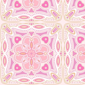 Pink tile style seamless pattern