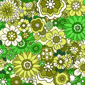 70s Floral Green 