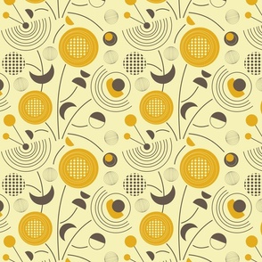 s - retro floral design - yellow