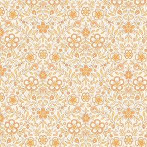 Retro Boho Meadow Flowers Autumn orange yellow brown Regular Scale by Jac Slade