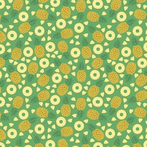Pineapple Holidays // Normal Scale // Tropical Fruits // Pina Colada Party // Yellow Pinnaple Light Green Background