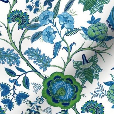 Chintz greens blues, Chinoiserie, Jacobean florals, Victorian