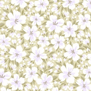 Vintage floral pattern beige-violet 2